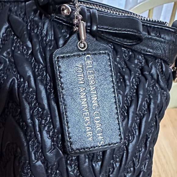 Coach 70th Anniversary Bag Black Textured Satchel - Picture 2 of 13